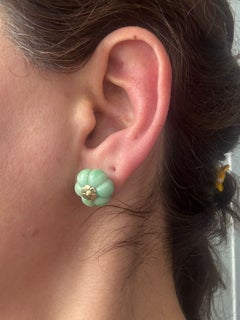 Earrings with jade 14k yellow gold 8.7 grams