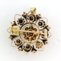 Victorian brooch/ pendant with rose cut diamonds up to 0.30ct 14k gold 9.9 grams