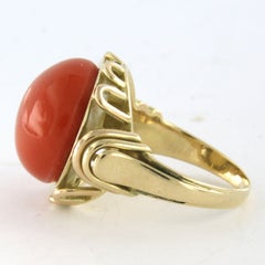 Ring with coral 14k gold - 8.1 grams - ring size U.S. 7 - EU. 17.25(54)