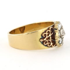 Anello vittoriano con diamanti a taglio rosa fino a 0,40 ct, oro 18k, 7,0 grammi