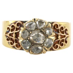Anello vittoriano con diamanti a taglio rosa fino a 0,40 ct, oro 18k, 7,0 grammi