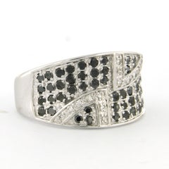 Ring with black and white diamonds, 18k white gold