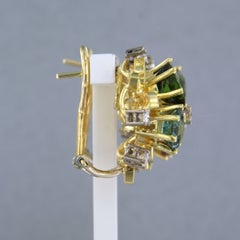 Boucles d'oreilles clips en or bicolore 14k avec topaze, tourmaline et diamants