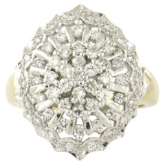 COCKTAIL modern ring with brilliant cut diamond up to 1.00ct 14k gold 8.1 grams