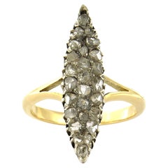 VICTORIAN Ring with rose cut diamonds up to 0.30ct 14k gold and silver 4.0 grams