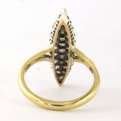 VICTORIAN Ring with rose cut diamonds up to 0.30ct 14k gold and silver 4.0 grams