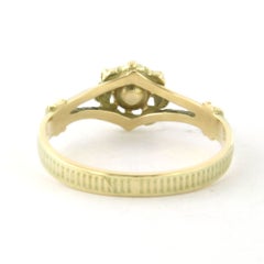 Antiker Ring mit einem Diamanten im Rosenschliff von bis zu 0,10 Karat, 14-karätiges Gold, Silber, 2,4 Gramm