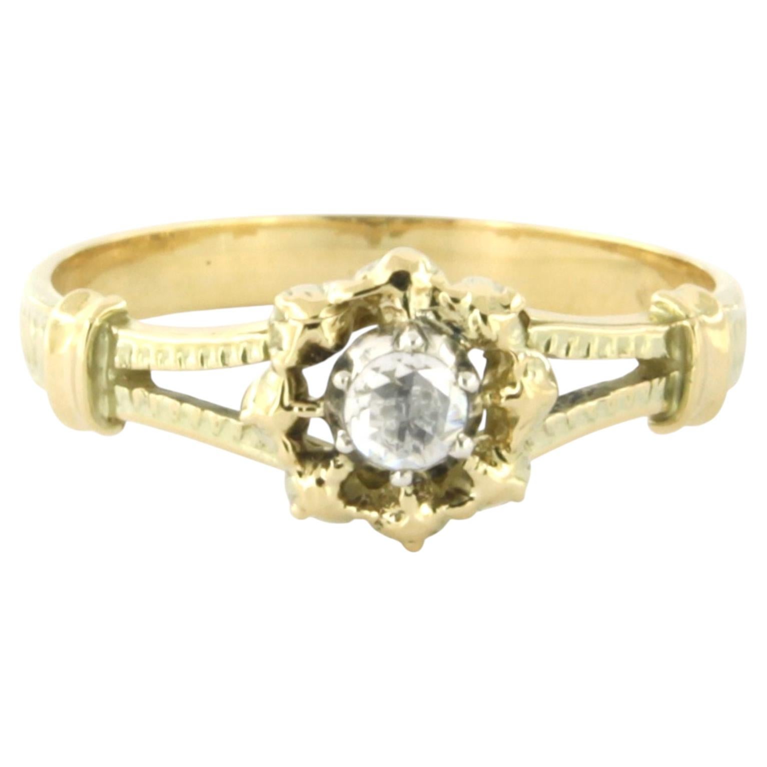 Antique Ring with rose cut diamond up to 0.10ct 14k gold, silver 2.4 grams For Sale