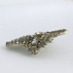 ANTIQUE Flower basket brooch with rose cut diamond up to 3.20ct 14k gold, silver
