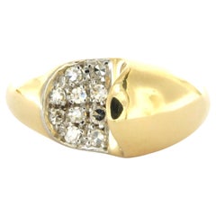 SEVENTIES ring with single cut diamonds up to 0.25ct 18k gold 10.3 grams
