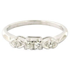 Ring with old mine cut diamonds up to 0.20ct 14k white gold 2.4 grams