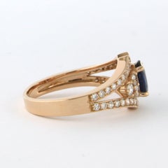 Ring with sapphire up to 0.74ct and brilliant cut diamonds up to 0.56ct 18k gold