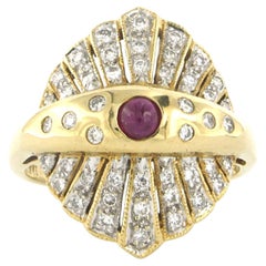 Ring with ruby and brilliant cut diamonds up to 0.50ct 18k gold 5.6 grams