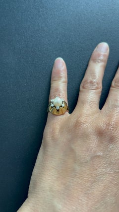 Ring with pearl and brilliant cut diamonds up to 0.25ct 18k gold 8.2 grams