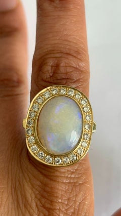 Ring with opal and brilliant cut diamonds up to 1.50ct 14k gold 10.1 grams
