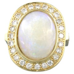 Ring with opal and brilliant cut diamonds up to 1.50ct 14k gold 10.1 grams