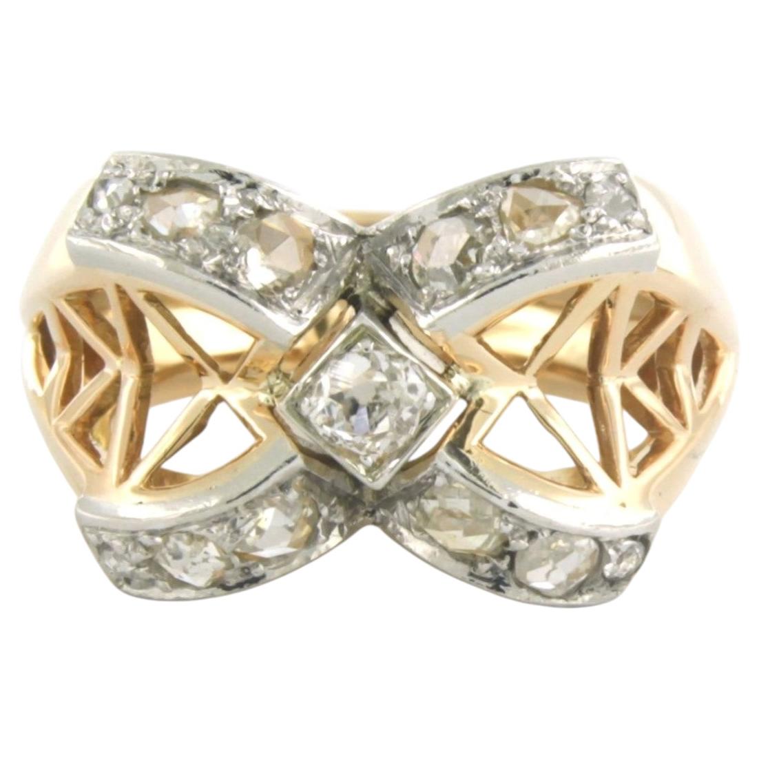 Anillo retro con diamantes de talla «old mine» y talla rosa de hasta 0,30 ct, oro de 18 k, 10,3 gramos