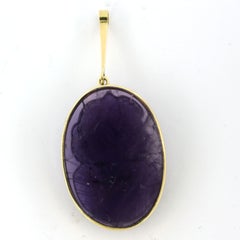 Victorian style pendant with amethyst carved in shape of Victorian lady 14k gold