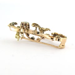 Victorian Brooch with rose cut diamonds up to 0.50ct 14k gold 8.9 grams