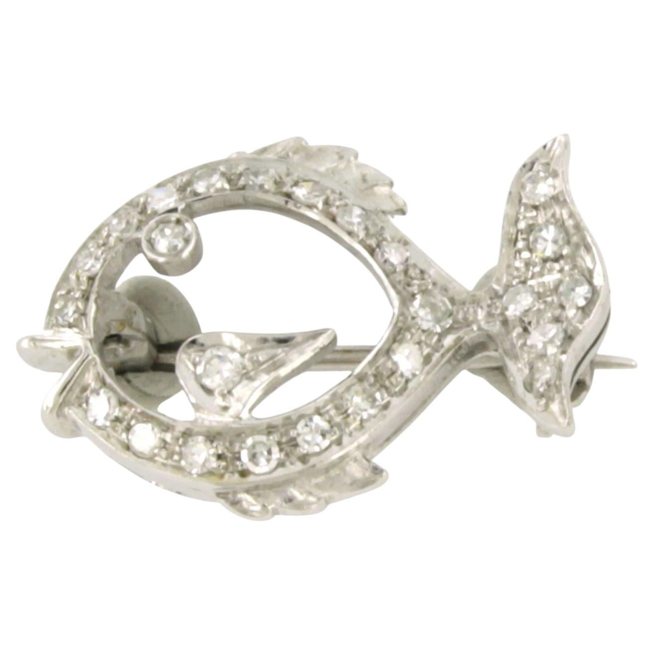 Brooch shape of a fish with single cut diamonds up to 0.50ct platinum 4.0 grams For Sale