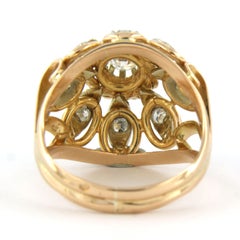Vintage 18k Bicolor Gold Cocktail Ring with 0.47ct Diamonds, 1950s