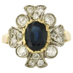 Ring mit Saphiren und Diamanten im Brillantschliff bis zu 0,75 Karat 18 Karat Gold und Silber