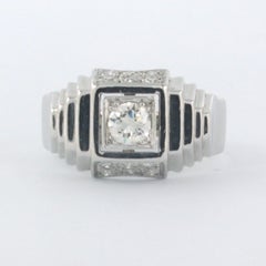 ART DECO ring with old European and single cut diamonds up to 0.54ct 18k gold