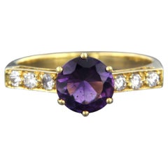 Ring with amethyst up to 1.20ct and brilliant cut diamonds up to 0.24ct 18k gold