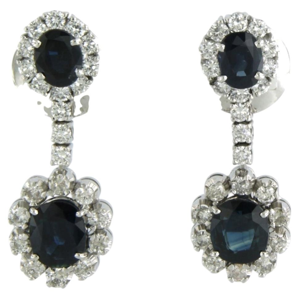 Ohrringe mit Saphir (4,00 ct) und Diamanten im Brillantschliff bis zu 1,50 ct, 18-karätiges Gold