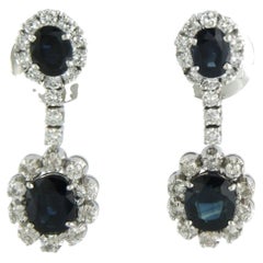 Ohrringe mit Saphir (4,00 ct) und Diamanten im Brillantschliff bis zu 1,50 ct, 18-karätiges Gold
