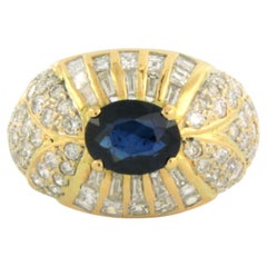 18k Bicolour Gold Cocktail Ring with 1.40ct Sapphire, 2.20ct Diamonds