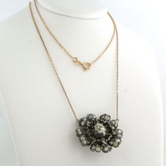 Necklace with old mine and rose cut diamonds up to 3.00ct 14k gold and silver