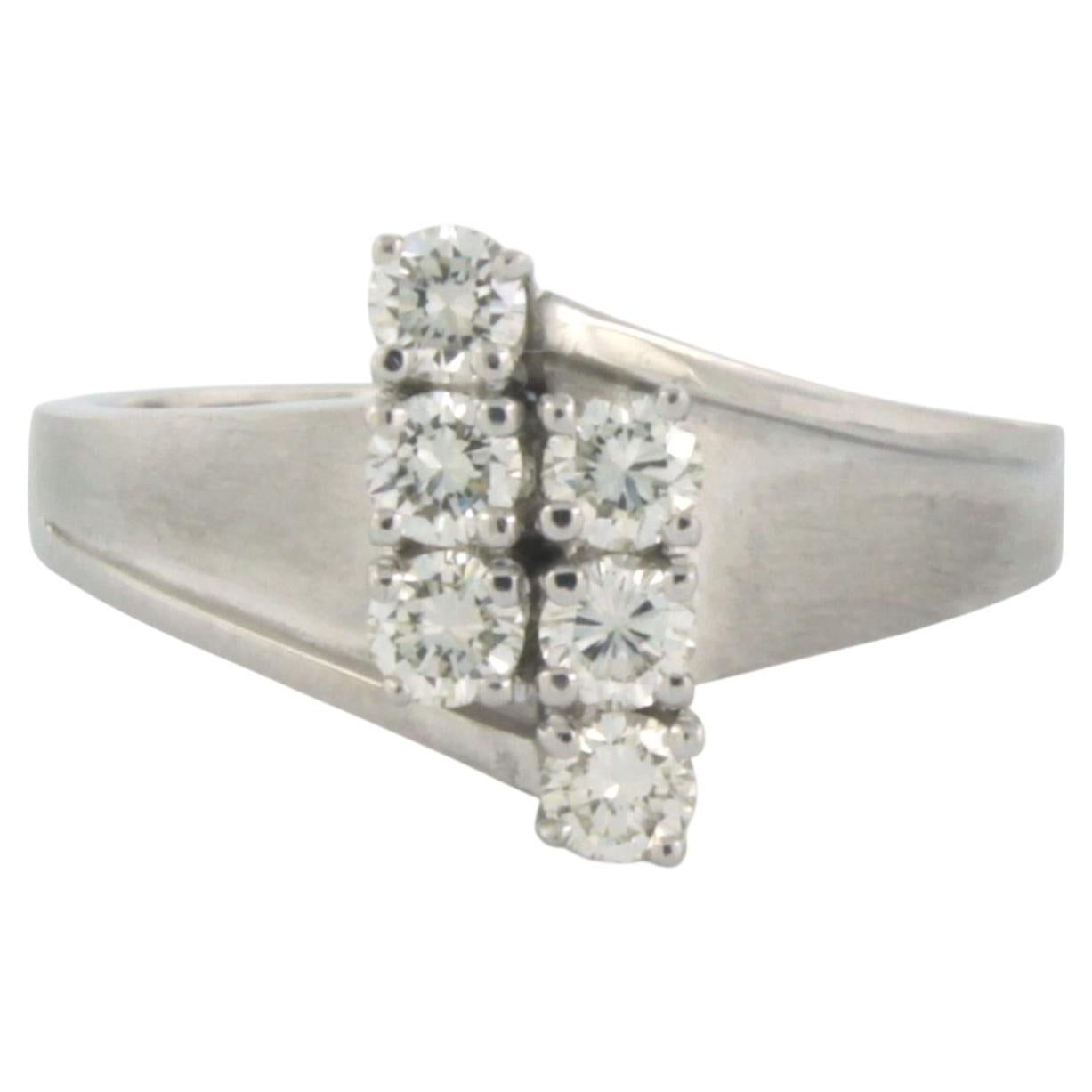 Ring with brilliant cut diamonds up to 0.60ct 18k white gold 7.0 grams For Sale