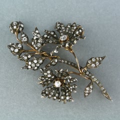 Broche victoriano con mina antigua y diamante talla rosa de hasta 5,70 ct Oro de 14k Plata