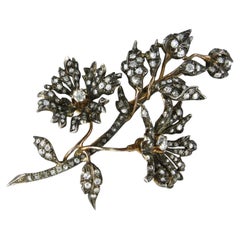 Broche victoriano con mina antigua y diamante talla rosa de hasta 5,70 ct Oro de 14k Plata