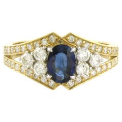 Ring with sapphire up to 0.69ct and brilliant cut diamonds up to 0.70ct 18k gold