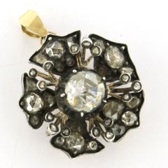 Victorian pendant with rose cut diamonds up to 1.50ct 14k gold and silver