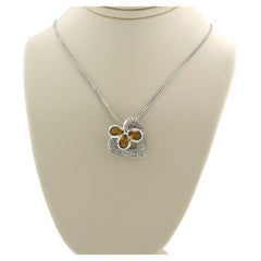 Necklace and pendant with citrine and brilliant cut diamonds 14k and 18k gold