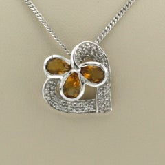 Necklace and pendant with citrine and brilliant cut diamonds 14k and 18k gold