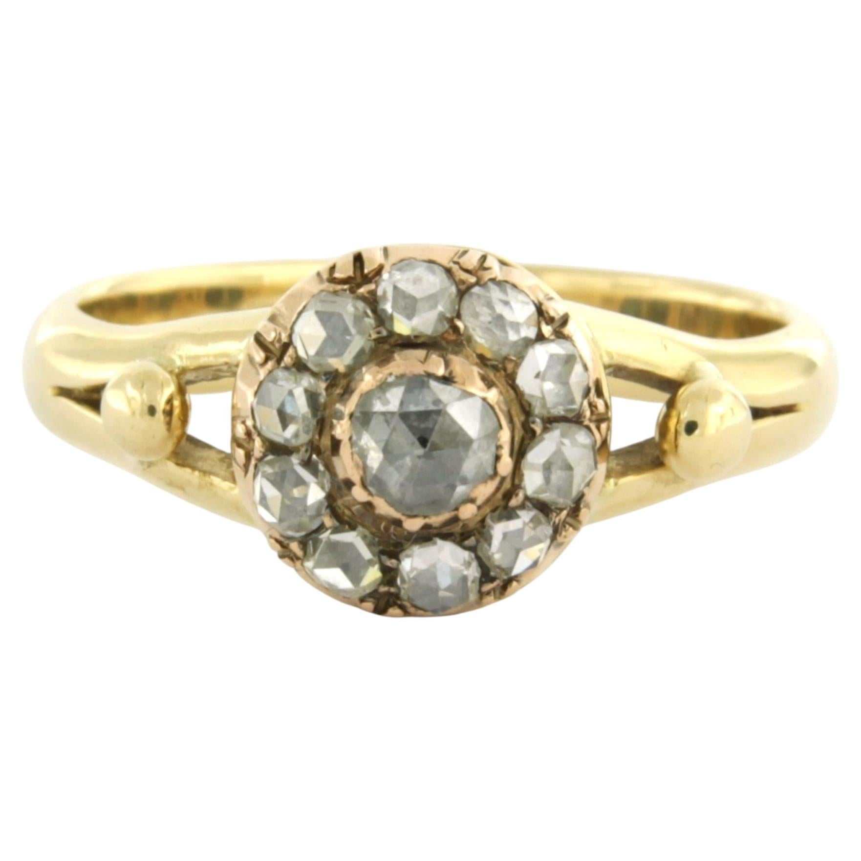 Victorian ring with rose cut diamonds up to 0.40ct 14k gold 5.6 grams For Sale