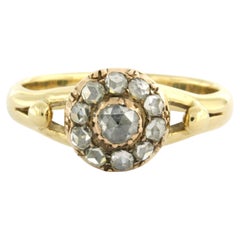 Victorian ring with rose cut diamonds up to 0.40ct 14k gold 5.6 grams
