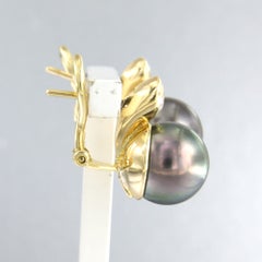 Earrings with South Sea pearls and brilliant cut diamonds up to 0.50ct 18k gold
