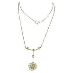 Collier ART NOUVEAU avec diamants de taille européenne ancienne jusqu'à 1.50ct or 14k 3.2 gr