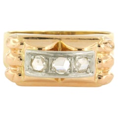 Anillo RETRO con diamantes de talla rosa de hasta 0,10 ct, oro de 18 k, 4,4 gramos