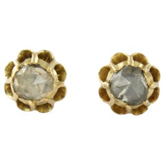 Boucles d'oreilles de style victorien avec des diamants taille rose allant jusqu'à 0,40 ct, en or 14 carats, 2,7 grammes