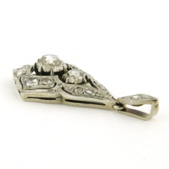 ART NOUVEAU 14k white gold pendant with rose-cut diamonds total 0.40ct 2.7 grams