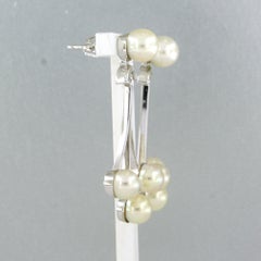 Orecchini pendenti con perla - oro bianco 14k - 8,8 grammi