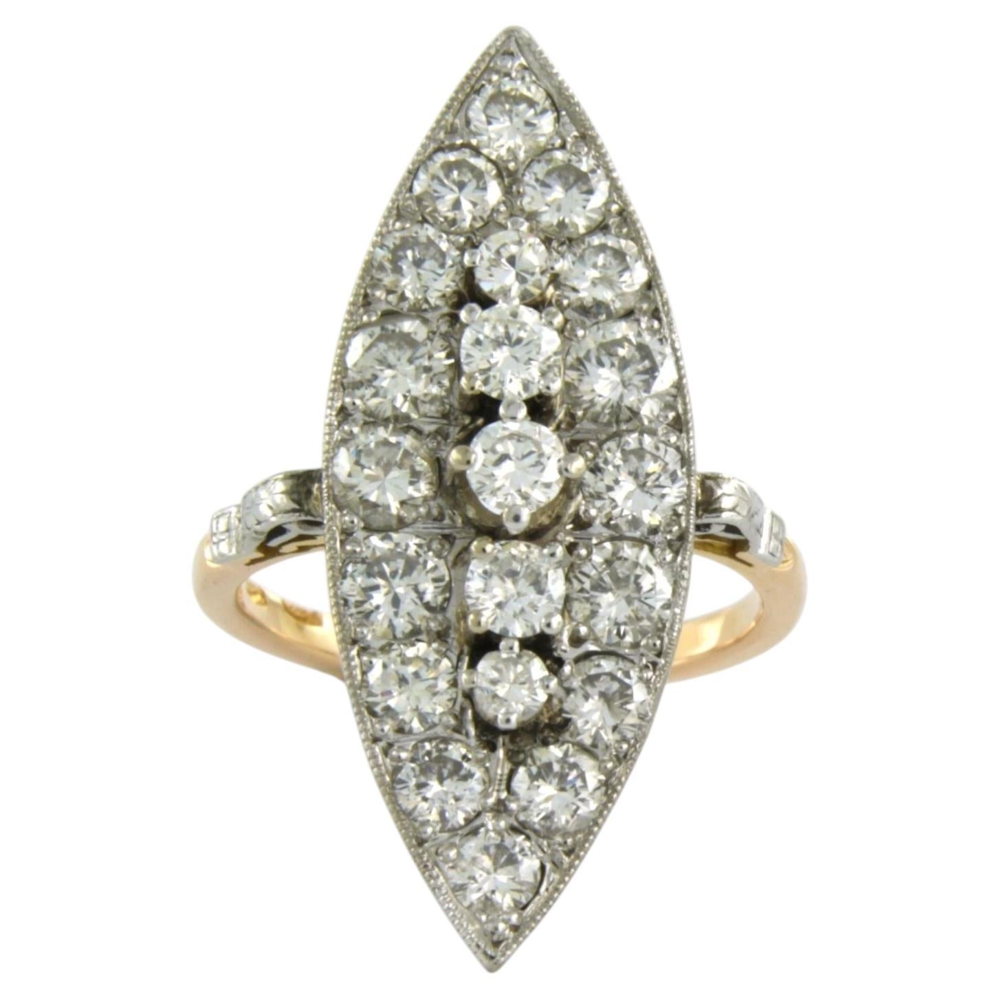 Cocktail ring with brilliant cut diamonds up to 2.00ct 18k gold 6.0 grams For Sale