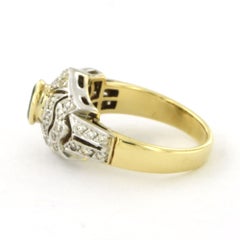 Ring with emerald and brilliant cut diamonds up to 0.20ct 18k gold 6.9 grams