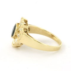 Ring with sapphire and brilliant cut diamonds up to 0.24ct 14k gold 4.6 grams